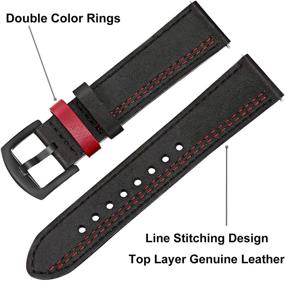 img 2 attached to 🔗 TRUMiRR Genuine Leather Double Color Band - Quick Release Strap for Samsung Galaxy Watch 46mm / Galaxy Watch 3 45mm, Gear S3 Classic/Frontier, Gear 2 Neo Live - Black