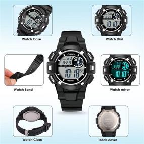 img 3 attached to 🕒 CakCity Детские водонепроницаемые спортивные наручные часы с LED-подсветкой. Цифровые электронные часы с будильником и секундомером в военном стиле для мальчиков и девочек всех возрастов.