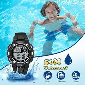 img 1 attached to 🕒 CakCity Kid Sport Waterproof Watches LED Backlight Digital Electronic Wrist Watch Alarm Stopwatch, Military Style for Boys and Girls of All Ages