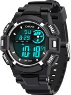 🕒 cakcity kid sport waterproof watches led backlight digital electronic wrist watch alarm stopwatch, military style for boys and girls of all ages logo
