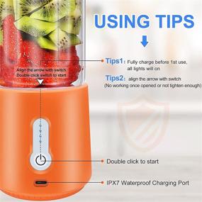 img 1 attached to 17 Oz Portable Blender for Shakes and Smoothies – Personal Smoothie Blender with 4000mAh Rechargeable Battery, Type-C Charging, IPX7 Waterproof Design, and 6 Stainless Steel Blades