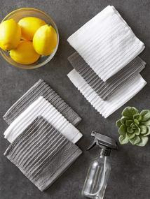 img 2 attached to 🧽 Ultra-Absorbent Terry Ribbed Dish Cloths Set - DII 100% Cotton, 6-Pack Gray Kitchen Cleaning Drying Towels - Dishcloth S Piece