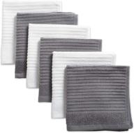 🧽 ultra-absorbent terry ribbed dish cloths set - dii 100% cotton, 6-pack gray kitchen cleaning drying towels - dishcloth s piece logo