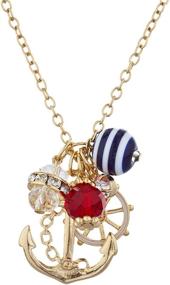 img 1 attached to 🚢 Gold Tone Nautical Cluster Anchor Ship Wheel Charm Necklace by LUX ACCESSORIES