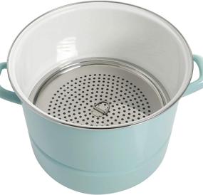 img 2 attached to 🍲 16-Quart Kenmore Broadway Steamer Stock Pot with Insert and Lid in Glacier Blue