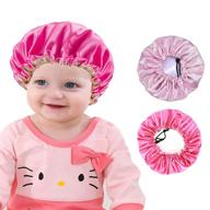 🎀 kids adjustable double layer satin sleep bonnet caps - set of 2: night sleeping hats, showering caps for girls, toddlers, baby, children logo