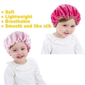 img 1 attached to 🎀 Kids Adjustable Double Layer Satin Sleep Bonnet Caps - Set of 2: Night Sleeping Hats, Showering Caps for Girls, Toddlers, Baby, Children