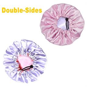 img 3 attached to 🎀 Kids Adjustable Double Layer Satin Sleep Bonnet Caps - Set of 2: Night Sleeping Hats, Showering Caps for Girls, Toddlers, Baby, Children