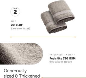 img 2 attached to 🛀 Premium Silver-Gray Hand Towel Set, (20 x 30 Inches) – 100% Long-Staple Cotton – Ultra Soft/Plush/Thick – Highly Absorbent – Luxurious Hotel Quality – Set of 2