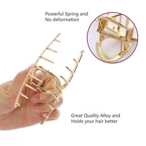img 2 attached to LUKACY 6 Pack Large Metal Hair Claw Clips - Nonslip 4 Inch Big Gold Hair Clamps, Perfect Jaw Hair 💇 Clamps for Women with Thinner or Thick Hair Styling, Strong Hold Hair Grip, Fashionable Hair Accessories, Ideal Christmas Gifts for Women
