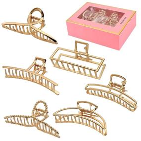 img 4 attached to LUKACY 6 Pack Large Metal Hair Claw Clips - Nonslip 4 Inch Big Gold Hair Clamps, Perfect Jaw Hair 💇 Clamps for Women with Thinner or Thick Hair Styling, Strong Hold Hair Grip, Fashionable Hair Accessories, Ideal Christmas Gifts for Women