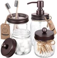 🛀 mason jar bathroom accessories set 4 - bronze - rustic farmhouse restroom decor - clearanced countertop vanity organizer logo
