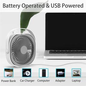 img 1 attached to 🔌 Portable USB Desk Fan - Rechargeable 8'' 4000mAh, Adjustable 3 Speeds + 360° Rotation - Ultra Quiet Cooling fan for Home Office, Bedroom & Travel (White)