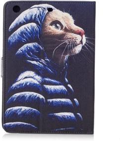 img 2 attached to 🐱 Premium Synthetic Leather Stand Cover with Card Slots and Corner Protection for iPad Mini 2/3, Cat wearing coat