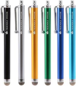 img 3 attached to 🖊️ The Friendly Swede Bundle of Micro-Knit Hybrid Fiber Tip Universal Capacitive Stylus Pens in Silver, Aqua Blue, Green, Dark Blue, Yellow, and Black