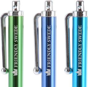 img 2 attached to 🖊️ The Friendly Swede Bundle of Micro-Knit Hybrid Fiber Tip Universal Capacitive Stylus Pens in Silver, Aqua Blue, Green, Dark Blue, Yellow, and Black