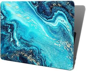 img 2 attached to 🔵 Lapac MacBook Air 13 inch Case Marble A2337 M1 A2179 A1932 2020 2019 2018, Navy Blue Marbles Mac Air 13" Case, Teal Hard Shell Case Retina with Touch ID, Sea Wave Design - Including Keyboard Cover