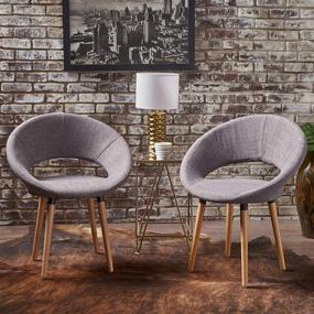 img 1 attached to Christopher Knight Home Keegan Fabric Modern Dining Chairs, 2-Pcs Set: Light Grey Elegance for Your Dining Space