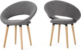 img 2 attached to Christopher Knight Home Keegan Fabric Modern Dining Chairs, 2-Pcs Set: Light Grey Elegance for Your Dining Space