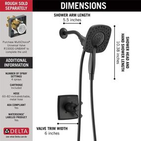 img 2 attached to Delta Faucet Ashlyn 17 Series Matte Black Shower Trim Kit with In2ition 2-in-1 Shower Head and Handheld Spray - Complete Shower Fixture, T17264-BL-I (Valve Not Included)