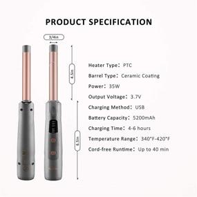 img 3 attached to 🔌 Cordless Curling Iron: Aokitec 3/4 inch Ceramic Coating Hair Curler – 5200mAh Battery, 420°F Instant Heating – USB Charging, Travel Friendly (Glove Included)