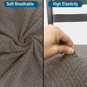 img 1 attached to Stretch Dining Room Chair Seat Covers - Set of 4 Washable Removable Protectors by NORTHERN BROTHERS, Taupe