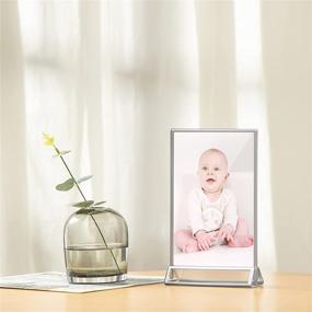 img 2 attached to Jetec 6 Pieces Clear Acrylic Double Sided Frames Display Holder Vertical Stand Picture Frames Sign Holder For Restaurant Wedding Table Numbers Menu Recipe Cards And Art Display (Silver