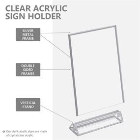 img 1 attached to Jetec 6 Pieces Clear Acrylic Double Sided Frames Display Holder Vertical Stand Picture Frames Sign Holder For Restaurant Wedding Table Numbers Menu Recipe Cards And Art Display (Silver