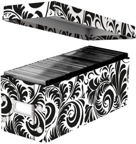 img 1 attached to 📦 Snap-N-Store CD Storage Box - Pack of 1 - 5.1&#34; x 5.1&#34; x 13.2&#34;, Holds up to 165 Discs - Black/White Scroll