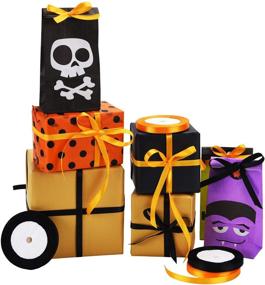 img 1 attached to 🎃 Black Orange Wide Halloween Ribbon Wrapping