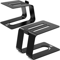 🔊 njsj universal desktop speaker stands - pair, ideal for small & medium bookshelf speakers/sound system monitors/computer speaker. non-slip, anti-vibration rubber pads included. logo