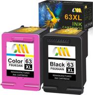 🖨️ cmcmcm remanufactured ink cartridge for hp 63xl: high-quality replacement for officejet, envy, and deskjet printers – 1 black, 1 tri-color logo