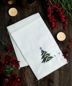 img 4 attached to 🎄 Полотенца для ужинов из хлопковой ткани с вишнёвыми деревьями: белые Рождественские деревья вышиты в пачке из 6 штук (17"х17") - мягкая и многоразовая ткань, идеально подходит для использования в доме.
