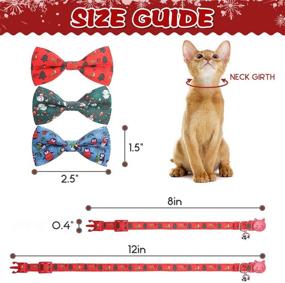 img 3 attached to BINGPET 3 Pack Festive Cat Breakaway Collar Set with Bell - Perfect for Christmas Season