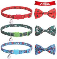 bingpet 3 pack festive cat breakaway collar set with bell - perfect for christmas season logo