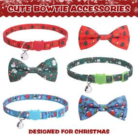 img 2 attached to BINGPET 3 Pack Festive Cat Breakaway Collar Set with Bell - Perfect for Christmas Season