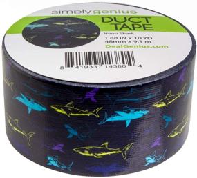 img 3 attached to Patterned Duct Tape Roll Craft Supplies for Kids & Adults - Simply Genius Single Roll, Colored Duct Tape in Vibrant Neon Shark Shades