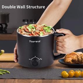 img 1 attached to 🍲 Topwit Electric Hot Pot Mini Ramen Cooker: 1.6L Noodles Pot with Over-Heating & Boil Dry Protection - Multifunctional Cooker for Pasta, Shabu-Shabu, Oatmeal, Soup and Egg - Black