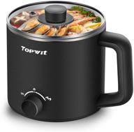 🍲 topwit electric hot pot mini ramen cooker: 1.6l noodles pot with over-heating & boil dry protection - multifunctional cooker for pasta, shabu-shabu, oatmeal, soup and egg - black логотип