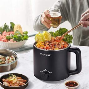 img 3 attached to 🍲 Topwit Electric Hot Pot Mini Ramen Cooker: 1.6L Noodles Pot with Over-Heating & Boil Dry Protection - Multifunctional Cooker for Pasta, Shabu-Shabu, Oatmeal, Soup and Egg - Black