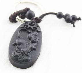 img 3 attached to FOY-MALL Chinese Zodiac Rat Ebony Wood Carved Men Women Bag Keyring For Gift M1107