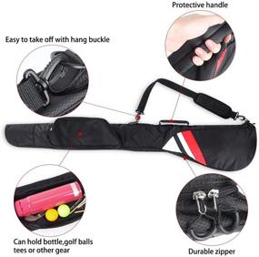 img 2 attached to 🏌️ Premium Foldable Golf Carry Bag - Zippered Case with Big Pocket for Clubs - Sunday Bag in Black