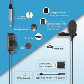 img 2 attached to Lavalier Microphone with 20Ft Cable & Headphone Jack - Professional Omnidirectional Lapel Mic for Video, Interview, Vlogging, Noise Reduction - Compatible with Phone, Camera, PC, Mac OS