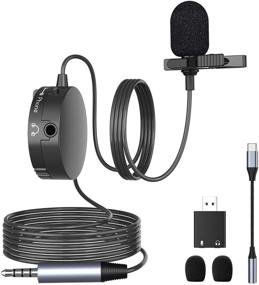 img 4 attached to Lavalier Microphone with 20Ft Cable & Headphone Jack - Professional Omnidirectional Lapel Mic for Video, Interview, Vlogging, Noise Reduction - Compatible with Phone, Camera, PC, Mac OS