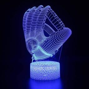 img 2 attached to 🏀 Set of 4 Baseball 3D Night Lights (Baseball, Baseball Cap, Baseball Glove, Playing Baseball), DDDNIGHTLIGHT Led Illusion Lamp with 16 Color Change Remote Control, for Bedroom, Living Room, Kids' Room, Boys' Xmas Gift - 50x60 Size