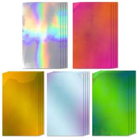 img 4 attached to Holographic Vinyl Permanent for Cricut Joy: 20 Pack Metallic Opal Vinyl Sheets, 5.5 x 12 inch - Opal, Rainbow/Silver, Pink, Blue/Green, Gold/Red - Strong Foil Adhesive Backed Holo Vinyl