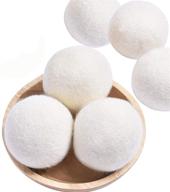 🐑 xl organic wool dryer balls, handmade reusable laundry softener, natural fabric softener alternative, 100% new zealand wool, reduce wrinkles, dryer sheets replacement logo