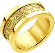 💍 555jewelry stainless steel 10mm wide men's twisted cable rows inlay wedding band - five rows design logo