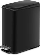 h+lux slim small bathroom trash can: soft close lid, removable inner wastebasket, rectangular foot pedal trash bin - perfect for bathroom, bedroom, office - 5l/1.3gal, black logo