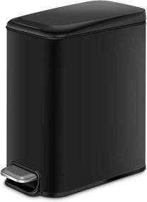 img 4 attached to H+LUX Slim Small Bathroom Trash Can: Soft Close Lid, Removable Inner Wastebasket, Rectangular Foot Pedal Trash Bin - Perfect for Bathroom, Bedroom, Office - 5L/1.3Gal, Black